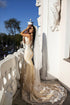 Wedding dress with train lace Open back dress